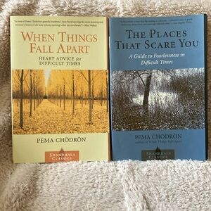 Pema Chodron books When Things Fall Apart and The Places That Scare You.